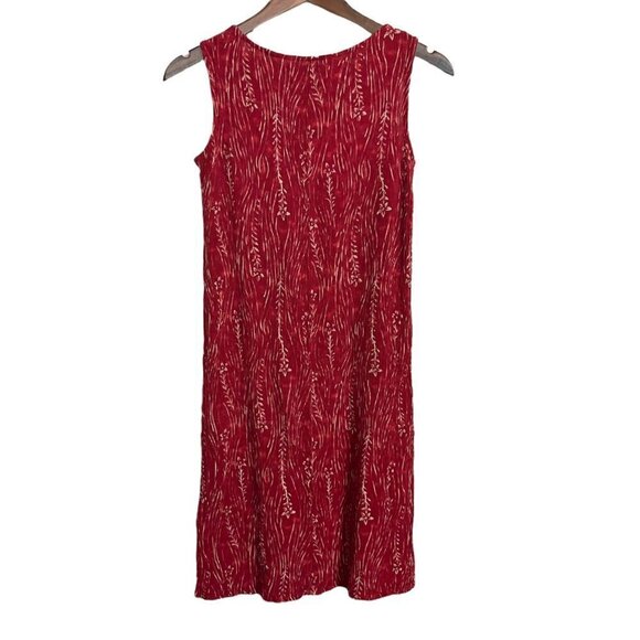 Vintage John Paul Richard Womens Red Sleeveless Floral Crepe Shift Dress Medium - Picture 6 of 6